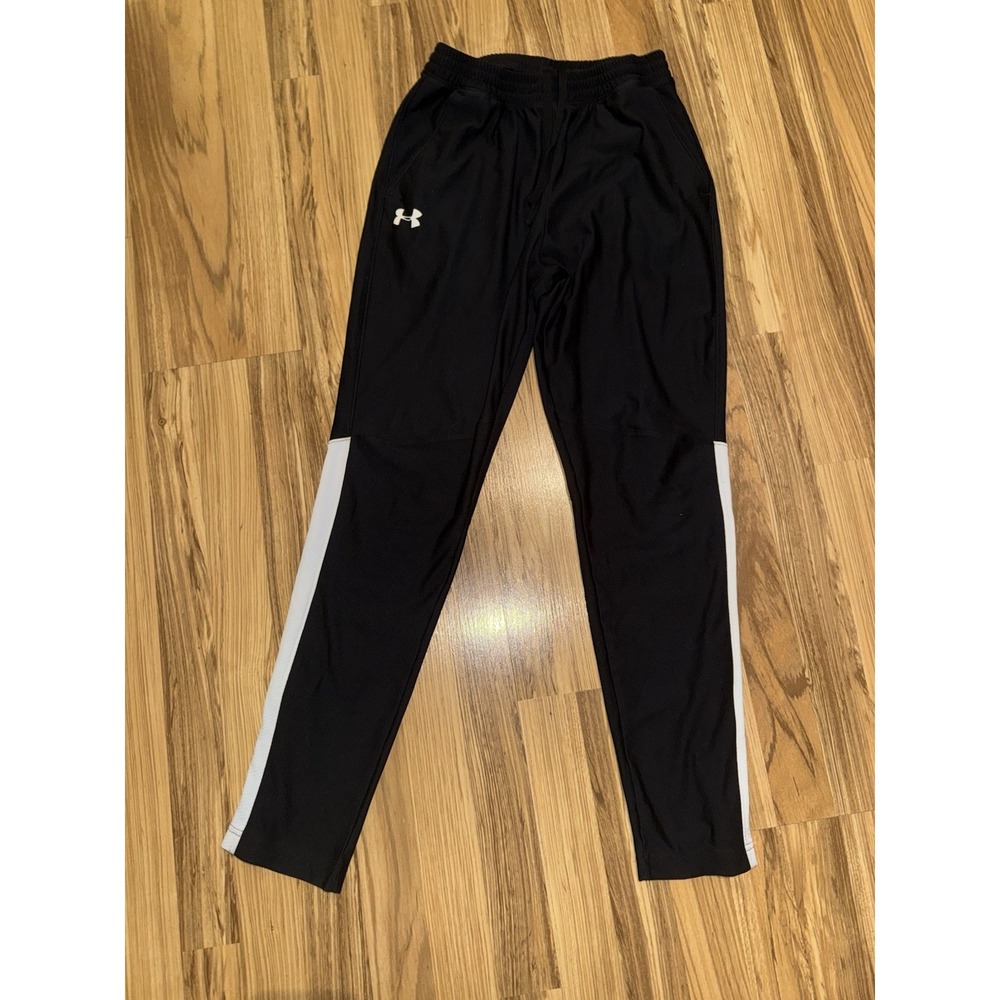 Under Armour Men's Sz‎ Medium Twister Fitted Track Pant Side Zip Black White